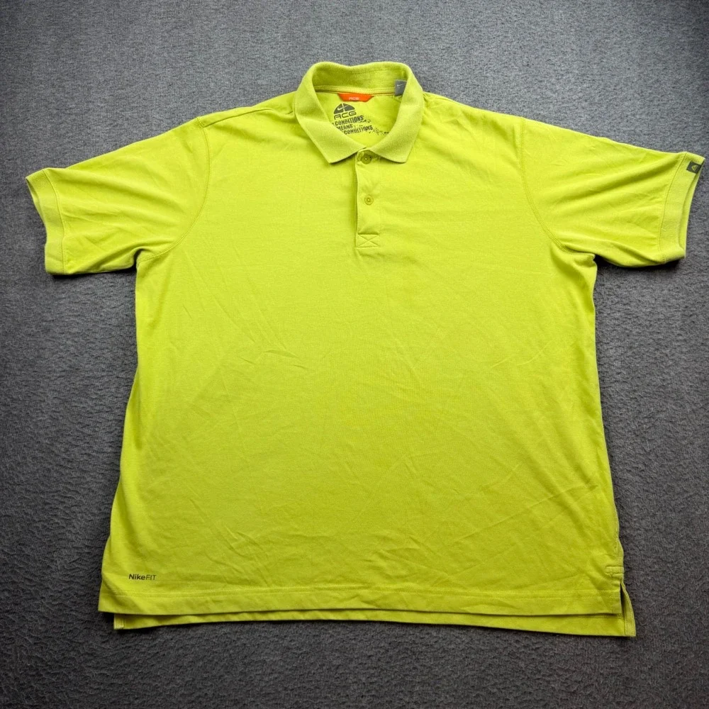 Nike ACG Polo Shirt Men's‎ XL Lime Green NikeFIT Dry Short Sleeve Performance